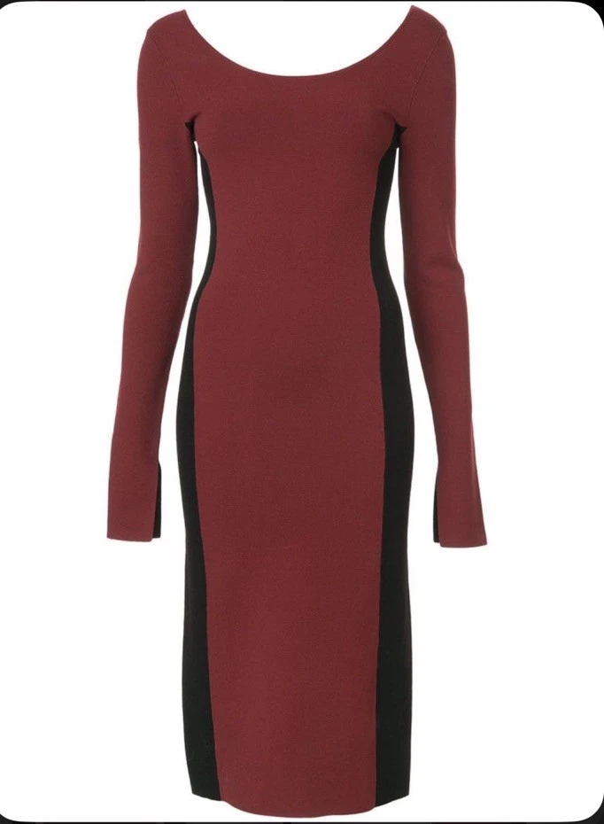 Vestido Diane Von Furstenberg Mujer Manga Larga Largo Medio Granate Negro Pequeño Foto 2 de 4