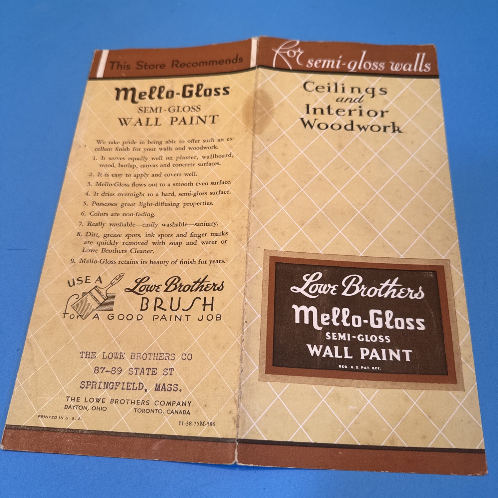 1938 Lowe Brothers Metal Bridge, Smokestack shutters Paint Sample chip brochures