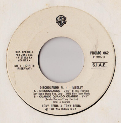 MIA MARTINI VOLA TONY RENIS DISCO WHEN MEDLEY 7'' 45 RUNDEN PROMO JUKE BOX 1978
