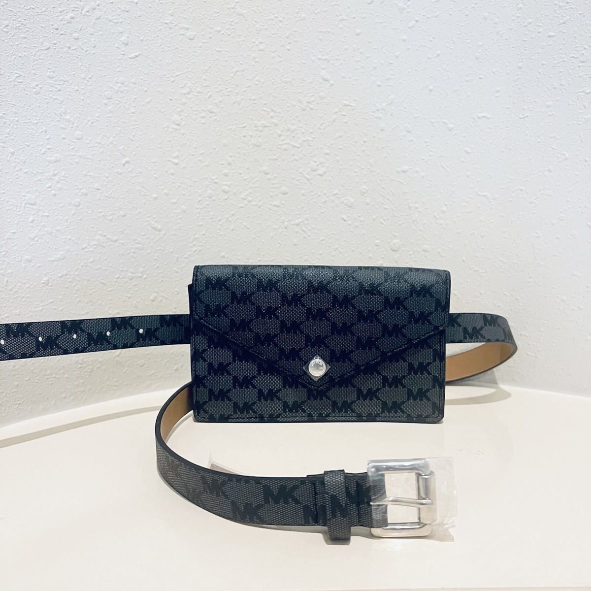 Michael Kors Monogram Envelope Black Fanny Pack Belt Bag 