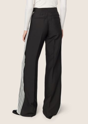 Derek Lam Women's Tuxedo Trouser With Lace Trim Wide Leg Black Pants Sz. 36 - Picture 2 of 5