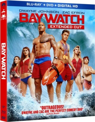 BLU RAY + DVD + DIGITAL HD + SLIP COVER Baywatch (2017) The Rock (BRAND NEW)