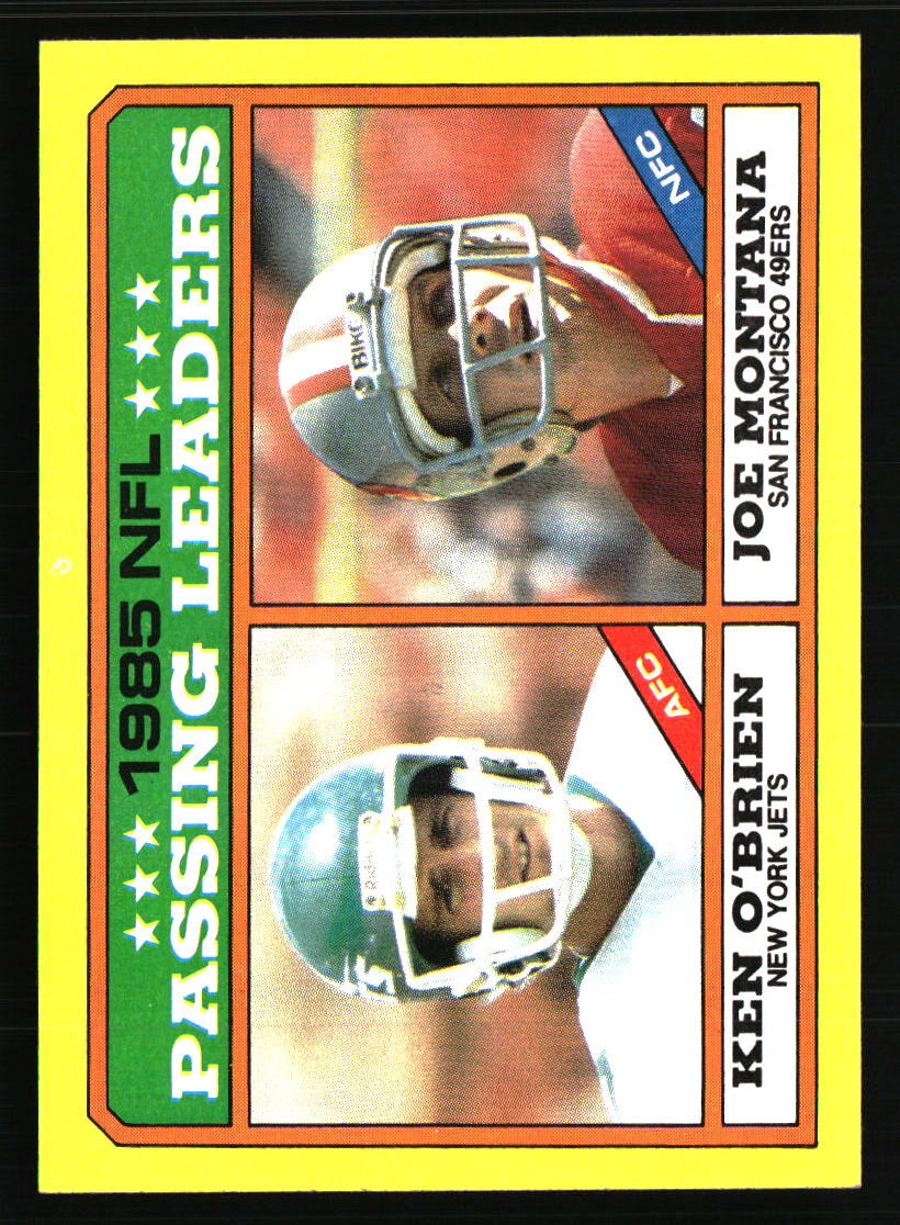 Ken O'Brien / Joe Montana 1986 Topps #225a FOOTBALL Card