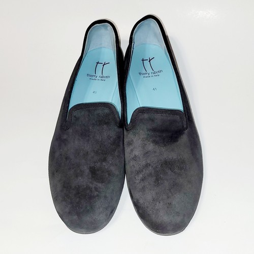 Thierry Rabotin Ziggy Velvet Suede Wedge Black Slip On Loafers Shoes Wms 41EU - Picture 7 of 24