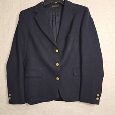 Vintage Brooks Brothers Wool Navy Blue Gold Buttons Blazer Womens 38 Sport Coat