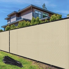 4' 5' 6' 8' Tall Privacy Fence Screen Beige Windscreen Garden Mesh Shade Cover