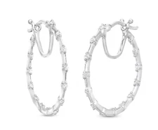 1/4 CT. T.W. Diamond Station Inside-Out Hoop Earrings in 10K White Gold