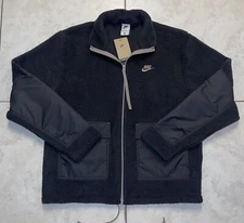 Nike Essentials Sherpa Fleece Hooded Jacket Black Mens Size:Large DD5021-010