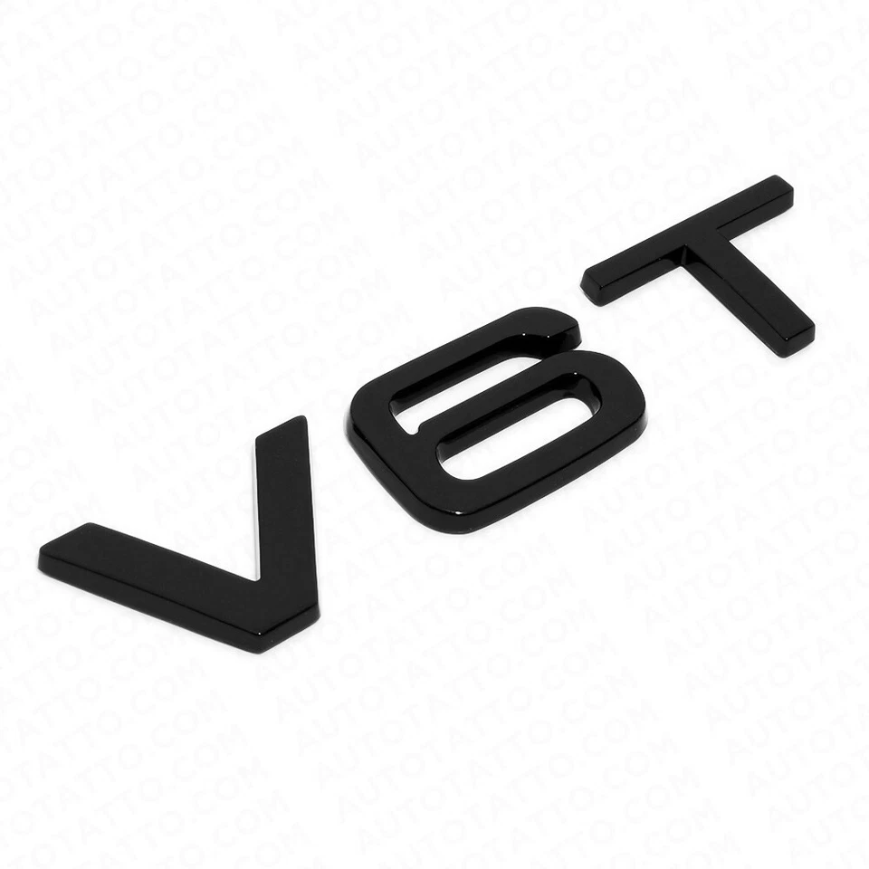 2x Audi Negro Brillante V6T Guardabarros Lateral Marcador Letra Placa de Identificación Emblema Insignia Sport Foto 2 de 4