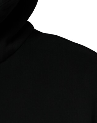 DOLCE & GABBANA Sweater Black Logo Plaque Hooded Full Zip