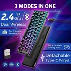 ROYAL KLUDGE RK61 Wireless Mechanical Keyboard Tri-modes RGB Red Switch-Black UK