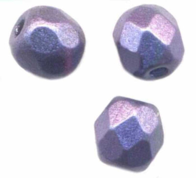 200 Perles Facettées Preciosa 4mm - Couleur 'Metallic Purple' (violet Métallisé)