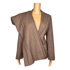 Sharagano Women Wool Pant Suit Size 8 Brown Lined Notch Collar 2 Piece