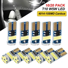 20X T10 194 168 W5W 4014 Super White LED License Plate Interior Light Bulb 6000K