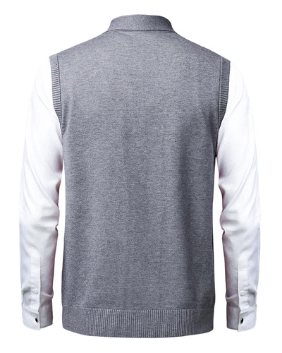 Herren Schalkragen Strickweste Ärmellose Pullunder V-Ausschnitt Business Weste - Bild 13 von 30