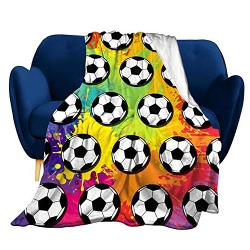 Super Soft Soccer Blanket Lightweight Cozy 3D 50"x40" Small for Kids Soccer 2