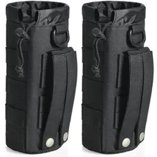 2 Pcs Tactical Molle Water Bottle Holder Bag for Men Outdoor Hiking Kettle Pouch