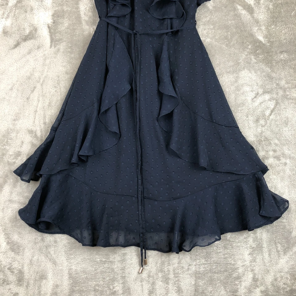 Vestido Tommy Hilfiger Verano Primavera 38" Gasa Volantes Azul Marino Lunares Nuevo sin Etiquetas Foto 3 de 4