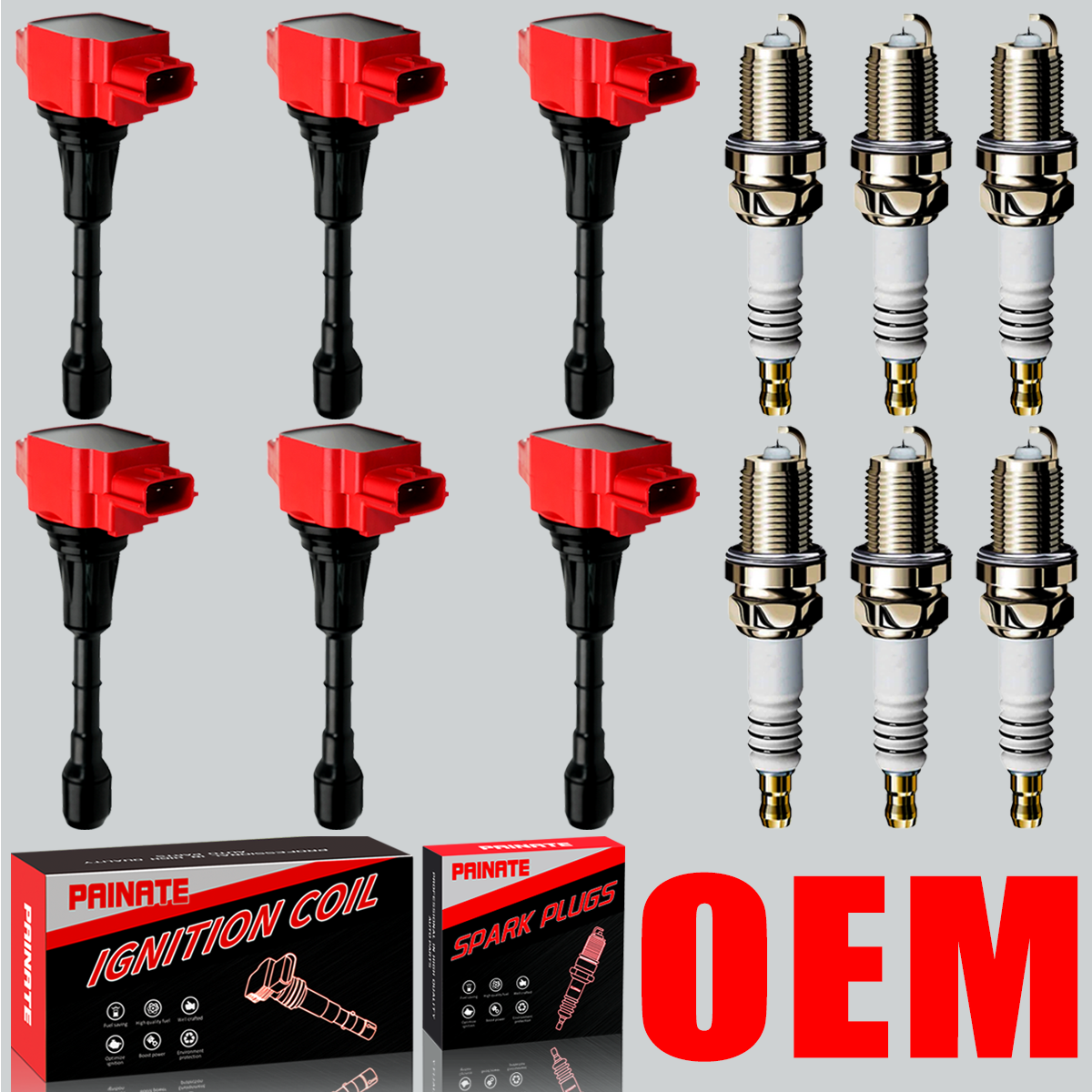 Upgraded 6X Ignition Coil & Spark Plugs for Nissan Infiniti 3.5L UF550