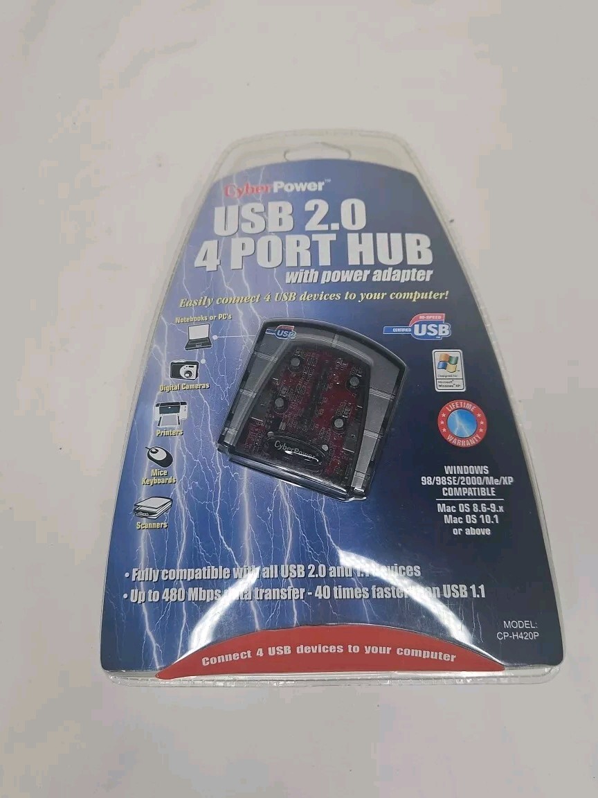 CyberPower USB 2.0  (CPH420P) 4-Ports External Hub With Powe