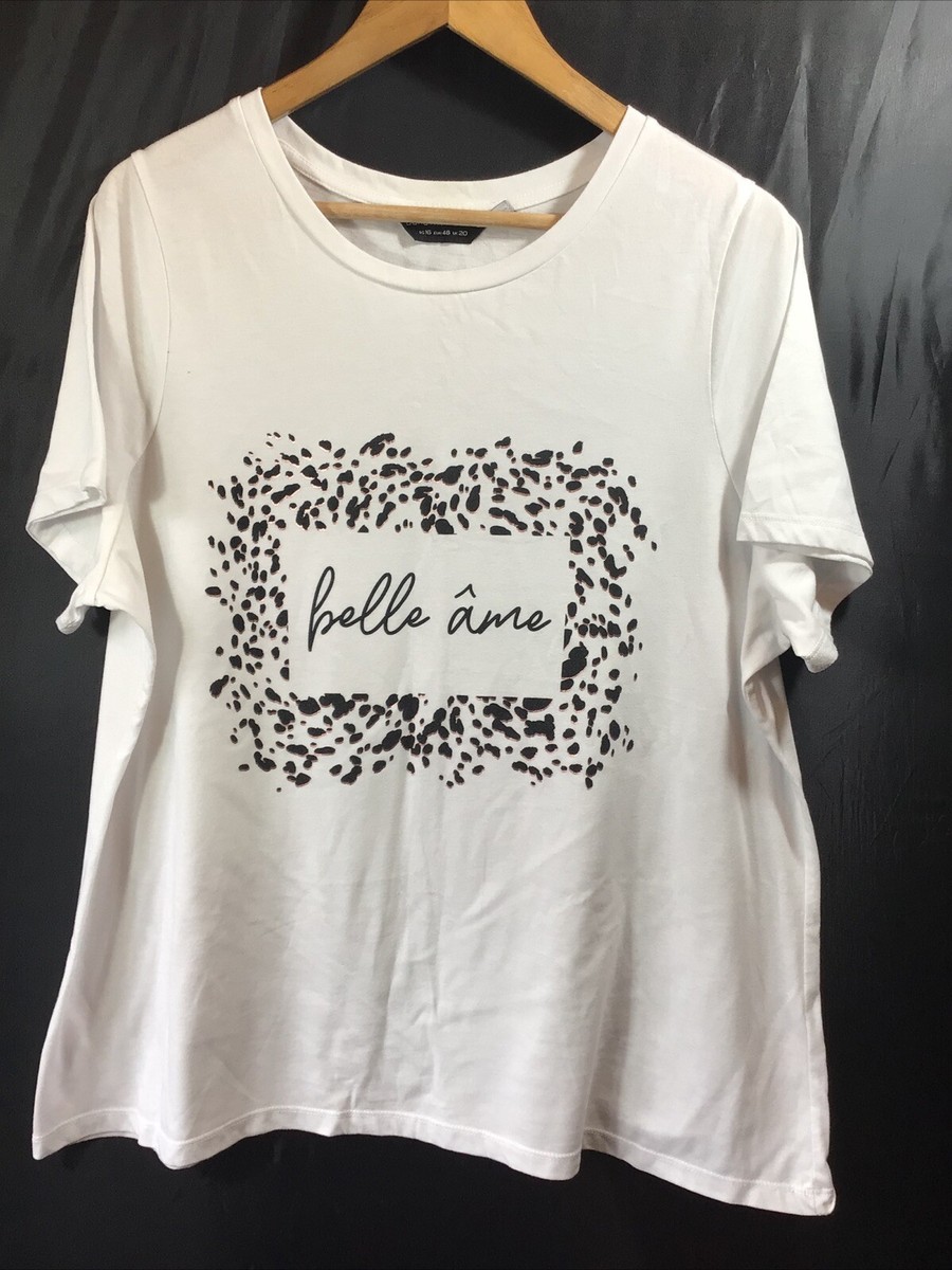 Dorothy Perkins White With Animal Print “Hello Aime” T shirt Top