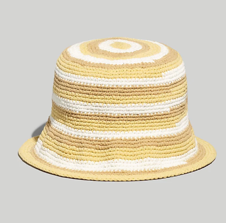 Madewell Womens Crocheted Bucket Hat Earthen Sand Stripe  display picture 1