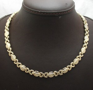 Authentic 17" Double Hugs & Kisses Chain Necklace 14K Yellow Gold Plated Sterling Silver