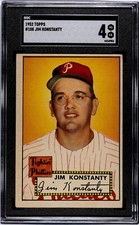 1952 Topps JIM KONSTANTY Philadelphia Phillies #108 SGC 4 VG/EX Condition!