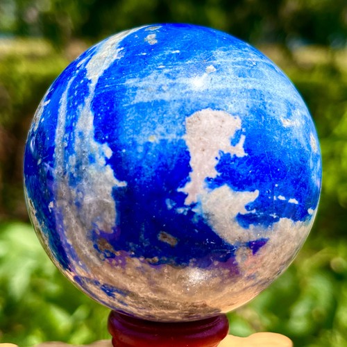 396G Natural Lapis lazuli jasper Quartz Sphere Crystal Ball Reiki Healing - Picture 6 of 16