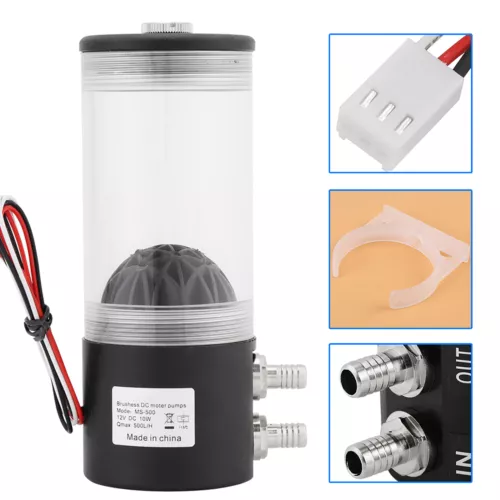 500L/H 10W DC12V CPU CO2 Cooling Water cooler Pump Tank Heat Exchanger 