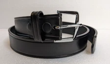 Dutyman Men's Sz 40 - Black Belt Full Grain Leather  1.5" Wide  Silver Buckle