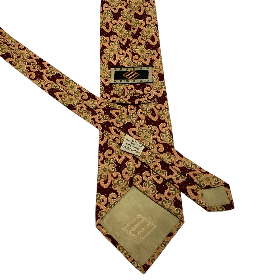 Corbata para hombre JOSEPH ABBOUD 100 % seda ITALIA diseñador geométrico vino/naranja usada en excelente estado Foto 3 de 3