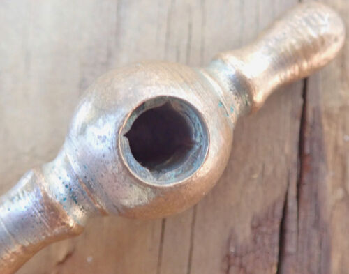 Vintage Set of Hot & Cold Bar Shaped Handle Nickel Plated Brass Porcelain Center - Picture 7 of 7