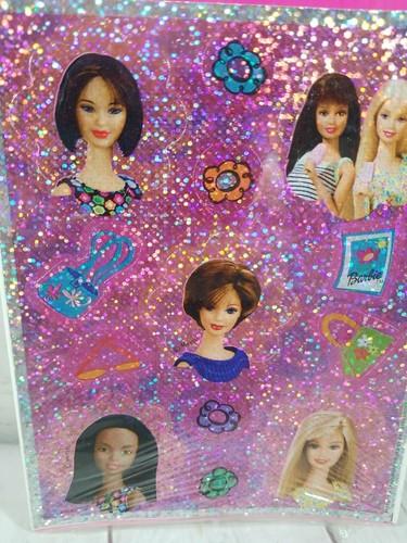 Adesivi vintage Hallmark Heartline Barbie scintillanti nuovi con scatola 1 foglio 2000 - Foto 4 di 10