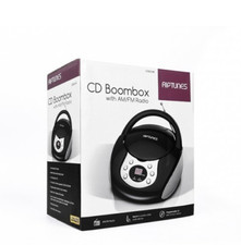 RIPTUNES CD Boombox AM/FM Radio, Stereo Sound, Aux-in, AC/DC Dual Power Source