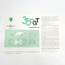 1964 Lamborghini 350 GT Brochure Pamphlet Sheet #2 Original Two Sided Italian
