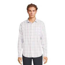 George Men's  Big Men's Brushed Poplin Button-Up Shirt with Long Sleeves