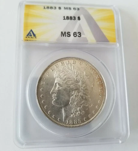 1883 P Morgan Silver Dollar ANACS MS 63  Philadelphia Mint