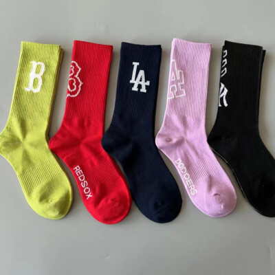3 Pairs Unisex Crew Socks Baseball Team Sports L-A N-Y Comfort Athletic Socks