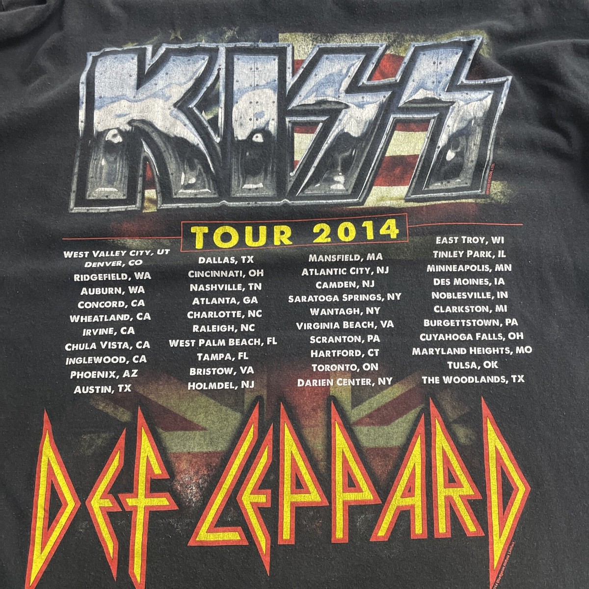 Authentic 2014 KISS 40 Year Anniversary Tour Shirt W/Def Leppard 