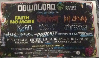 DOWNLOAD FESTIVAL 2009 - MAGAZINE ADVERT slipknot korn def leppard whitesnake 