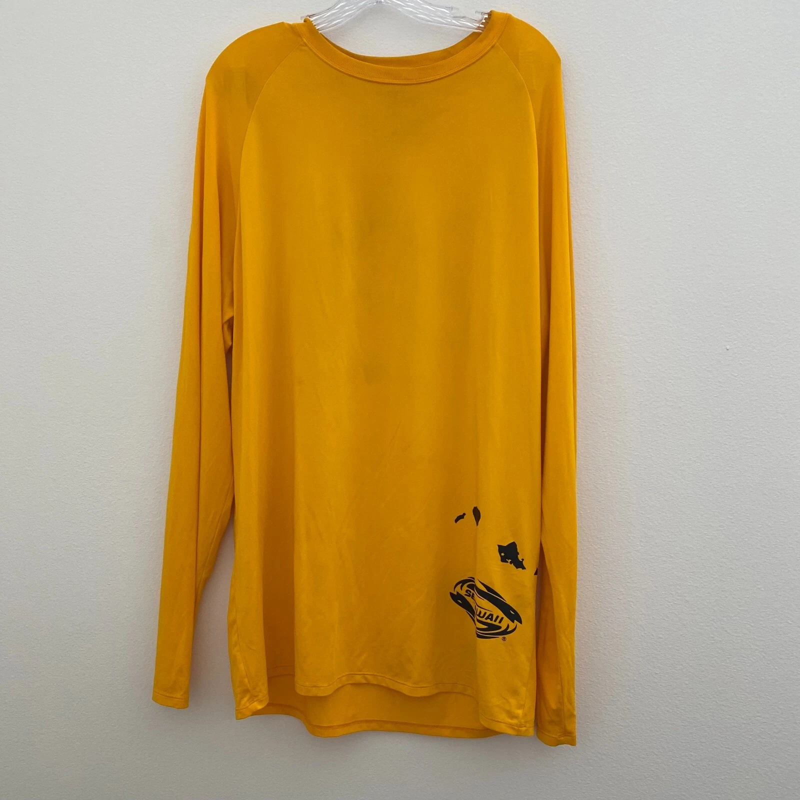 SeaHawaii Shirt Men XL Yellow Graphic Crew Neck Raglan Long Sleeve Pullover