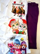 Girl 5/6 Lot Of 4 Children's Place Long Winter T-Shirt Pants Cats  Dogs Kids