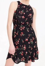 NEW JCREW Ruched-waist dress in falling floral Sz10 In Multi Black J3660