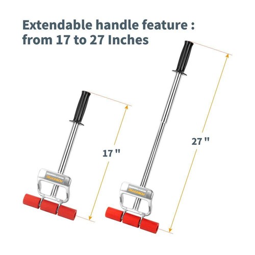 POWERTEC Extendible Roller Heavy-Duty Die-Cast Leverage Handle 27 in. Depth - 第 3/8 張圖片