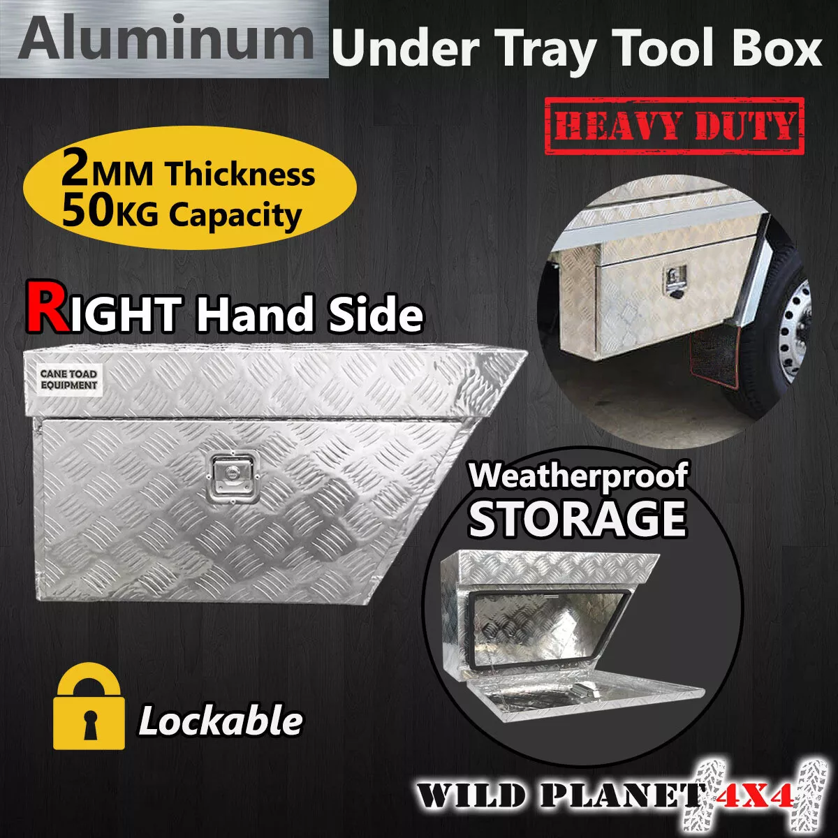 Aluminium Under Tray Ute Tool Box RHS Heavy Duty Vehicle Chest Storage w Lock Ut