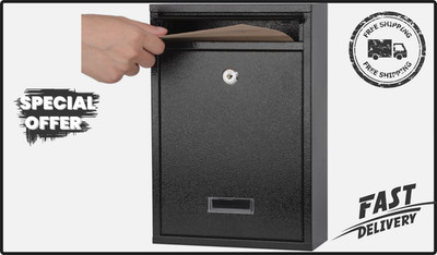 KYODOLED Wall Mount Mailbox with Combination Lock, Outdoor Secure Drop Box Black
