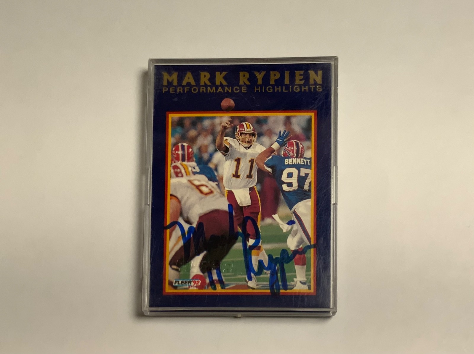 Mark Rypien Auto Fleer 1992 Fleer Washington Redskins Performance Highlights #5