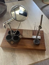 Vtg Handmade Herter’s Fishing Fly Tying Bench Vice Wooden Base READ