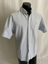 Polo Ralph Lauren Shirt Men s XL Classic Fit Blue/White Stripe Seersucker READ